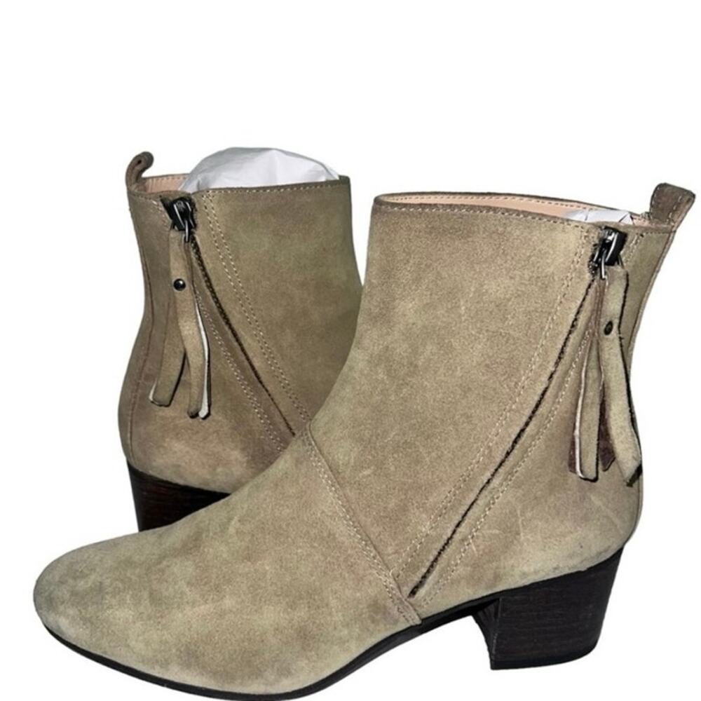 Suede Block Heel Ankle Booties – Size 7 | Soft Nude Tan Neutral Boots - Picture 16 of 17